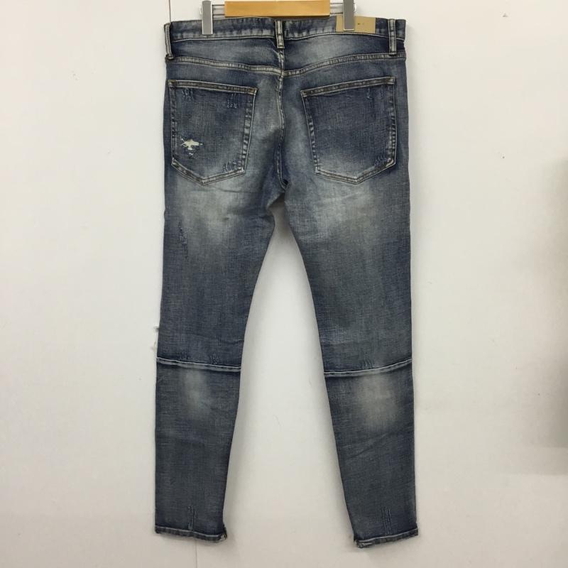 ミニマル mnml パンツ デニム、ジーンズ 裾ファスナー ストレッチ 36 ダメージ加工 青 / ブルー /  メンズ USED 古着 中古 10115685