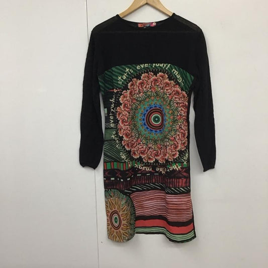 デシグアル Desigual ワンピース ひざ丈スカート M47V2803 長袖 38  黒 / ブラック /  レディース USED 古着 中古 10131097