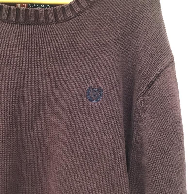 チャップス CHAPS ニット、セーター 長袖 長袖ニットカットソー クルーネック セーター XL ロゴ、文字 えんじ / ワインレッド /  メンズ USED 古着 中古 10143151