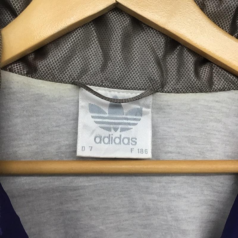 アディダス adidas ジャケット、上着 ジャンパー、ブルゾン ジップアップジャケット ナイロンジャケット アウター L ロゴ、文字 青 / ブルー / X 赤 / レッド / X 銀 / シルバー /  メンズ USED 古着 中古 10140741