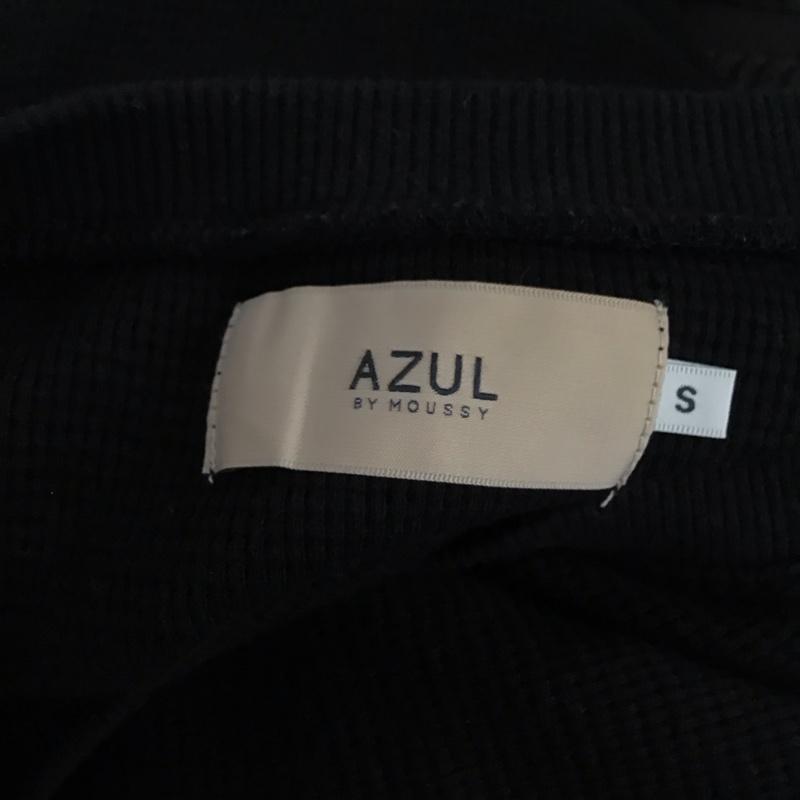 アズールバイマウジー AZUL BY MOUSSY ワンピース ロングスカート 250CA83-322G ワッフル リングスナップ スリットワンピース 七分袖 S 無地 黒 / ブラック /  レディース USED 古着 中古 10120044