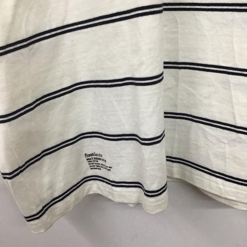 フレッシュサービス FreshService Tシャツ 半袖 半袖カットソー プリントTシャツ クルーネックカットソー ボーダー柄 白 / ホワイト / X 紺 / ネイビー /  メンズ USED 古着 中古 10134975