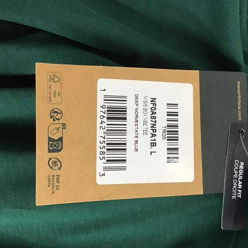 ザノースフェイス THE NORTH FACE Tシャツ 半袖 NF0A87NPA1B L ロゴ、文字 X プリント 緑 / グリーン / X 紺 / ネイビー /  メンズ USED 古着 中古 10132526