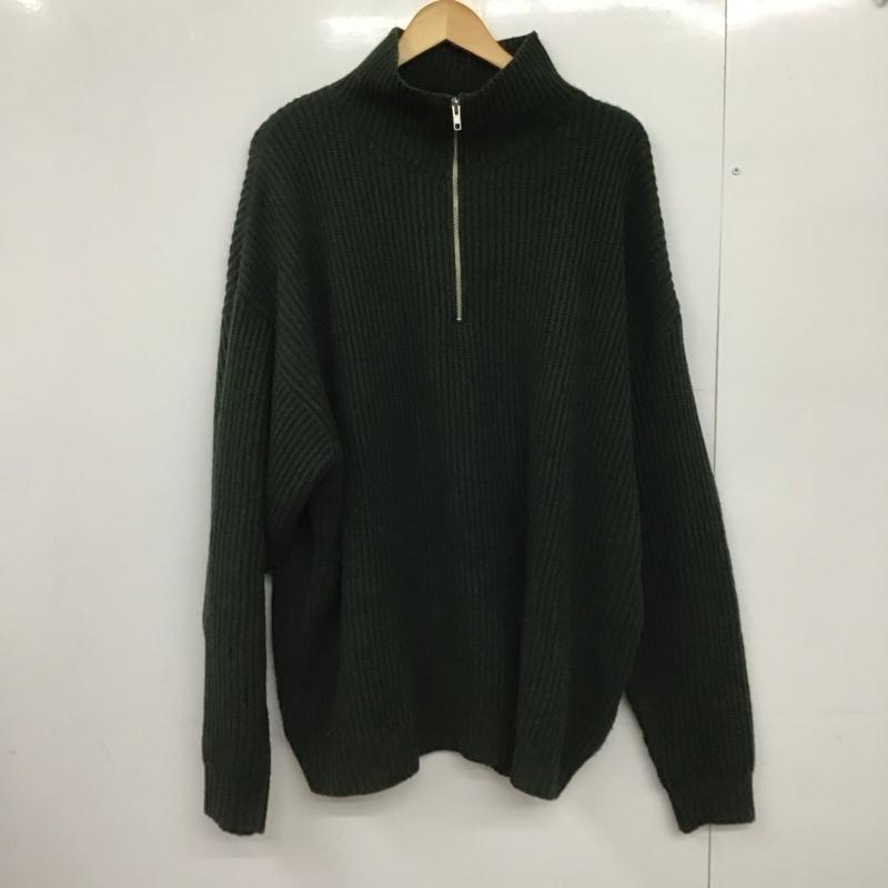 フリークスストア FREAK S STORE ニット、セーター 長袖 長袖ニットカットソー ジップアップネック セーター L 無地 緑 / グリーン /  メンズ USED 古着 中古 10147089