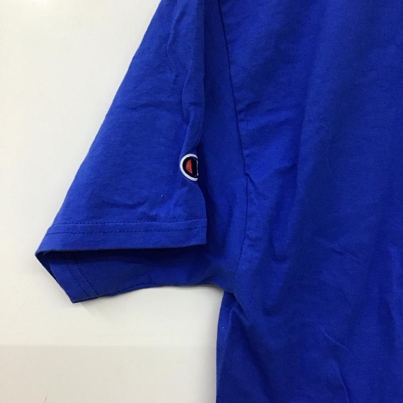 チャンピオン Champion Tシャツ 半袖 半袖カットソー プリントTシャツ クルーネックカットソー L 無地 青 / ブルー /  メンズ USED 古着 中古 10150934