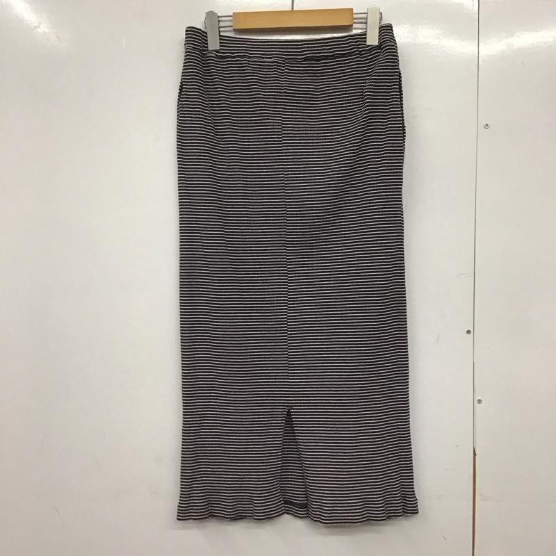 スタディオクリップ studio CLIP スカート ロングスカート ロングスカート タイトスカート ストレッチ L ボーダー柄 白 / ホワイト / X 黒 / ブラック /  レディース USED 古着 中古 10145421