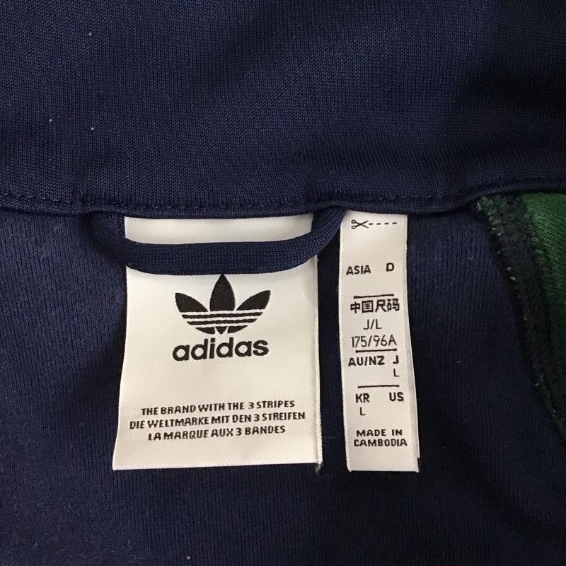 アディダス adidas ジャケット、上着 ジャケット、ブレザー ジップアップジャケット ジャンパー ジャケット カジュアルジャケット アウター L ロゴ、文字 紺 / ネイビー / X 緑 / グリーン /  メンズ USED 古着 中古 10124765