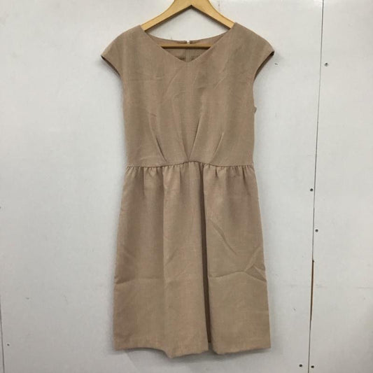 ロペピクニック ROPE  PICNIC ワンピース ミニスカート ノースリーブワンピース ミニワンピース ウエスト切り替え Vネック 38 総柄 ベージュ / ベージュ /  レディース USED 古着 中古 10136433