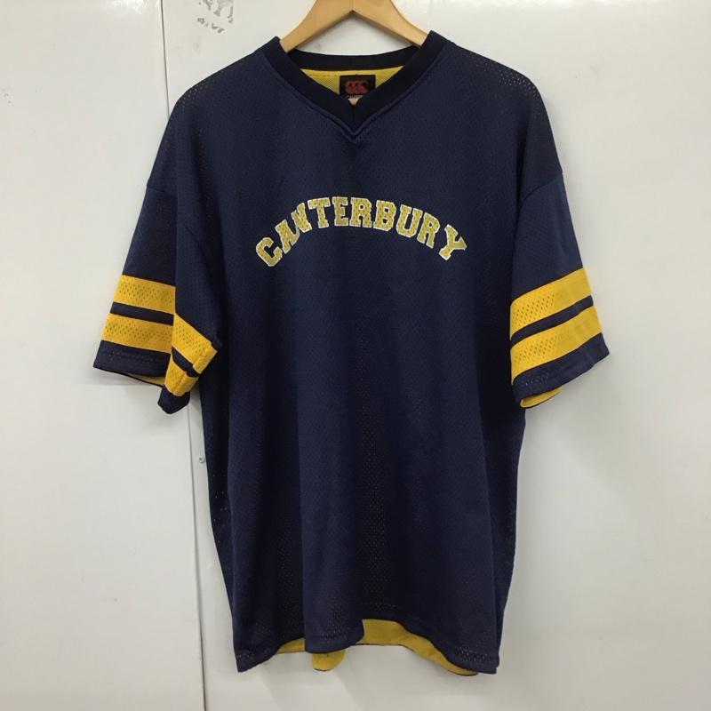 カンタベリー CANTERBURY カットソー 半袖 半袖カットソー Vネック プリントカットソー XL ロゴ、文字 紺 / ネイビー /  メンズ USED 古着 中古 10129030