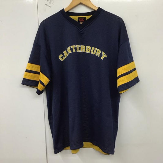 カンタベリー CANTERBURY カットソー 半袖 半袖カットソー Vネック プリントカットソー XL ロゴ、文字 紺 / ネイビー /  メンズ USED 古着 中古 10129030