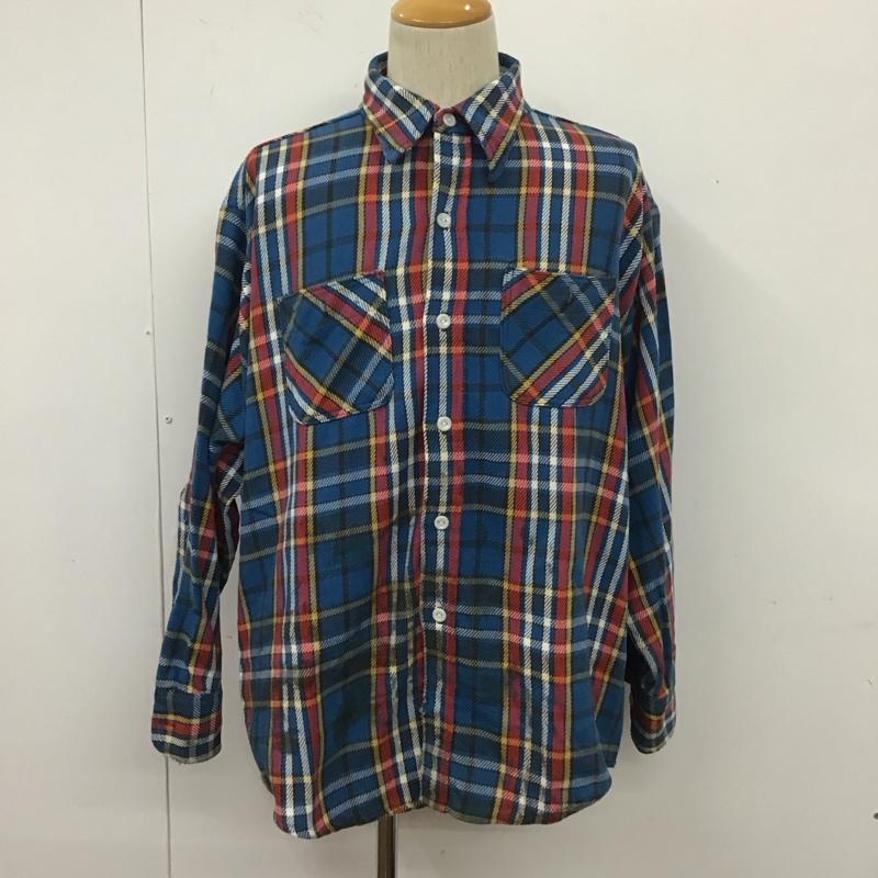 エリー ELY シャツ、ブラウス 長袖 XL チェック 青 / ブルー / X 白 / ホワイト / X 黒 / ブラック / X 赤 / レッド / X 黄 / イエロー /  メンズ USED 古着 中古 10111196