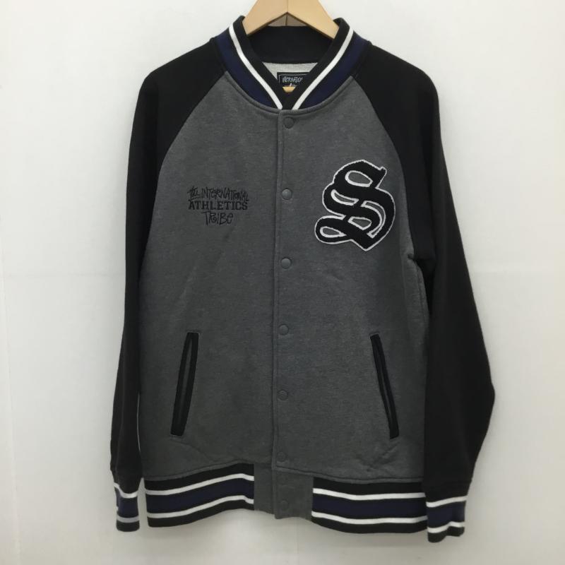 ステューシー STUSSY ジャケット、上着 ジャンパー、ブルゾン スウェット　スタジャン　00s　STUSSY　TRIBE L ロゴ、文字 X 刺繍 黒 / ブラック /  メンズ USED 古着 中古 10122738