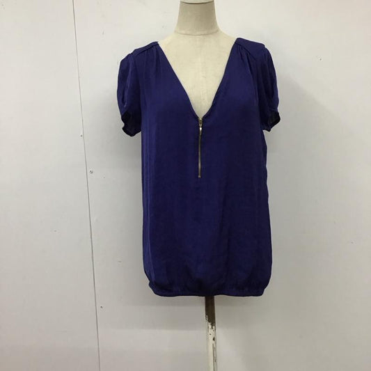 ザラベーシック ZARA BASIC カットソー 半袖 半袖カットソー 無地Tシャツ ジップアップネック S 無地 青 / ブルー /  レディース USED 古着 中古 10117673