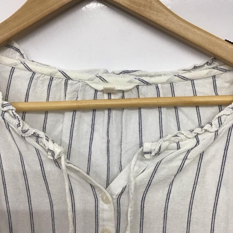 スタディオクリップ studio CLIP シャツ、ブラウス 長袖 L ストライプ 白 / ホワイト /  レディース USED 古着 中古 10147843