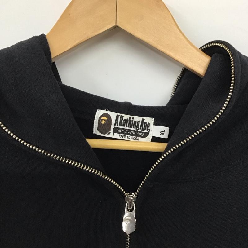 アベイシングエイプ A BATHING APE パーカー 長袖 長袖パーカー ジップアップパーカー スウェット XL ロゴ、文字 黒 / ブラック /  メンズ USED 古着 中古 10145898