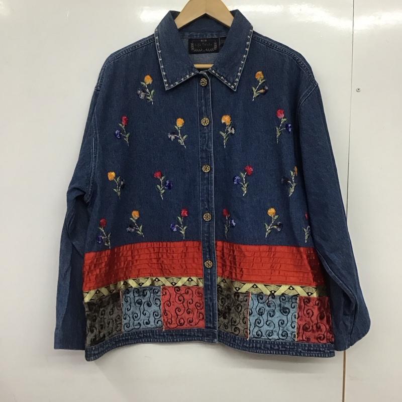 古着 USED シャツ、ブラウス 長袖 デニムシャツ 長袖シャツ 刺繍シャツ L 刺繍 インディゴ / インディゴ /  メンズ USED 古着 中古 10146091