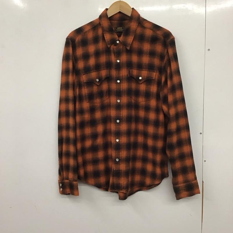リーバイス Levi s シャツ、ブラウス 長袖 長袖シャツ チェックシャツ カラーシャツ M チェック 橙 / オレンジ /  メンズ USED 古着 中古 10139845