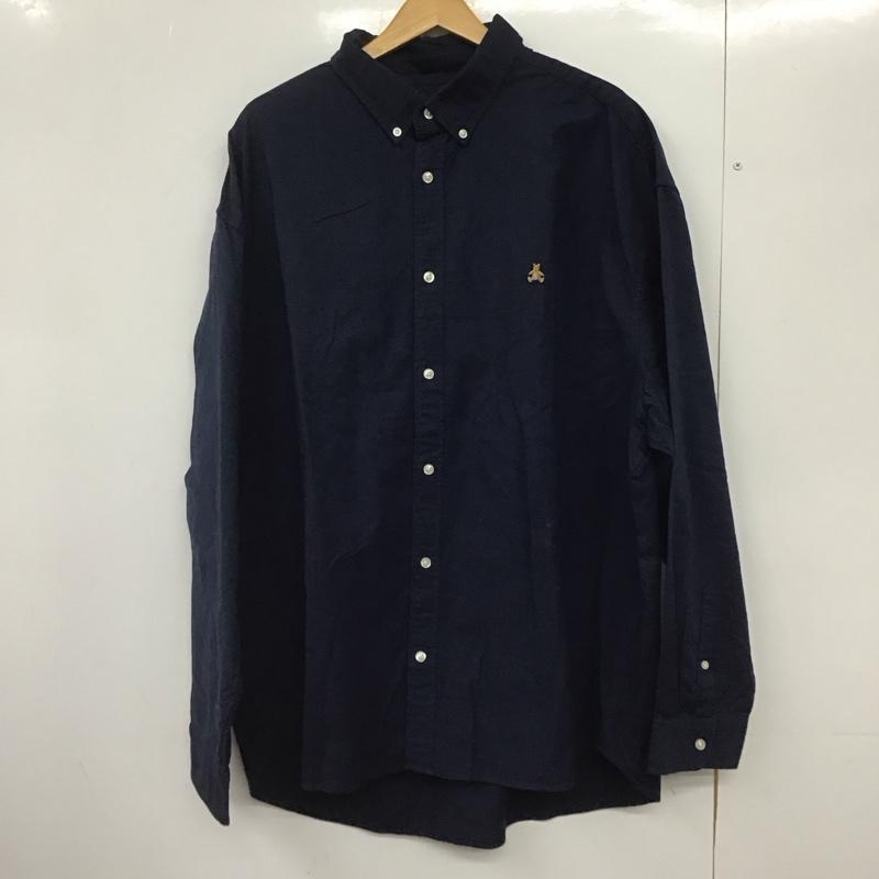 ギャップ GAP シャツ、ブラウス 長袖 長袖シャツ 無地シャツ カラーシャツ ボタンダウンシャツ XL ロゴ、文字 紺 / ネイビー /  メンズ USED 古着 中古 10146556