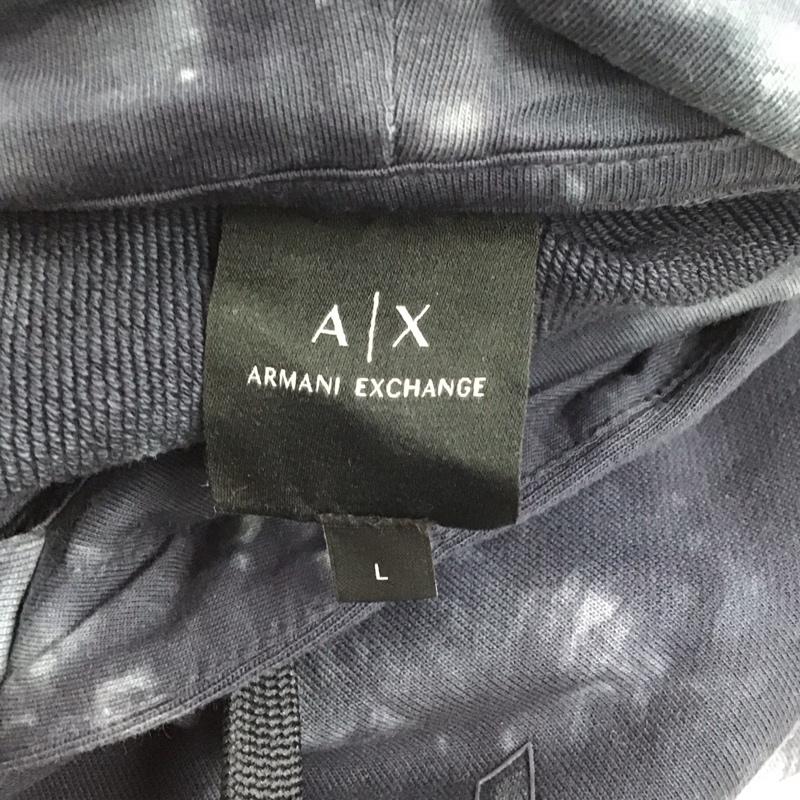 アルマーニエクスチェンジ A/X ARMANIEXCHANGE パーカー 長袖 6KZMLA ZJ8GZ プルオーバー フーディー タイダイ L ロゴ、文字 紺 / ネイビー /  メンズ USED 古着 中古 10121293