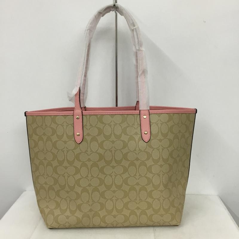 コーチ COACH トートバッグ トートバッグ F36658 リバーシブル シグネチャー ロゴ 総柄 ベージュ / ベージュ / X 桃 / ピンク /  レディース USED 古着 中古 10140050