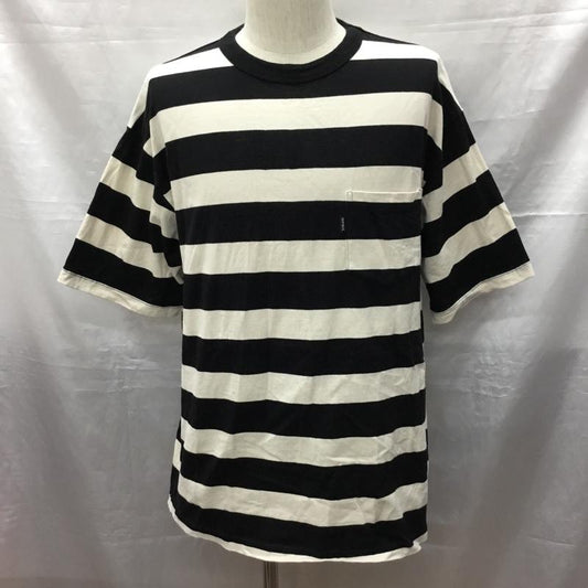 ショット schott Tシャツ 半袖 半袖Tシャツ プリントTシャツ 半袖カットソー XL ボーダー柄 白 / ホワイト / X 黒 / ブラック /  メンズ USED 古着 中古 10120455