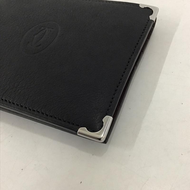 カルティエ Cartier 財布 二つ折り マスト ドゥ カルティエ カーフスキン ロゴ、文字 黒 / ブラック /  メンズ USED 古着 中古 10132120
