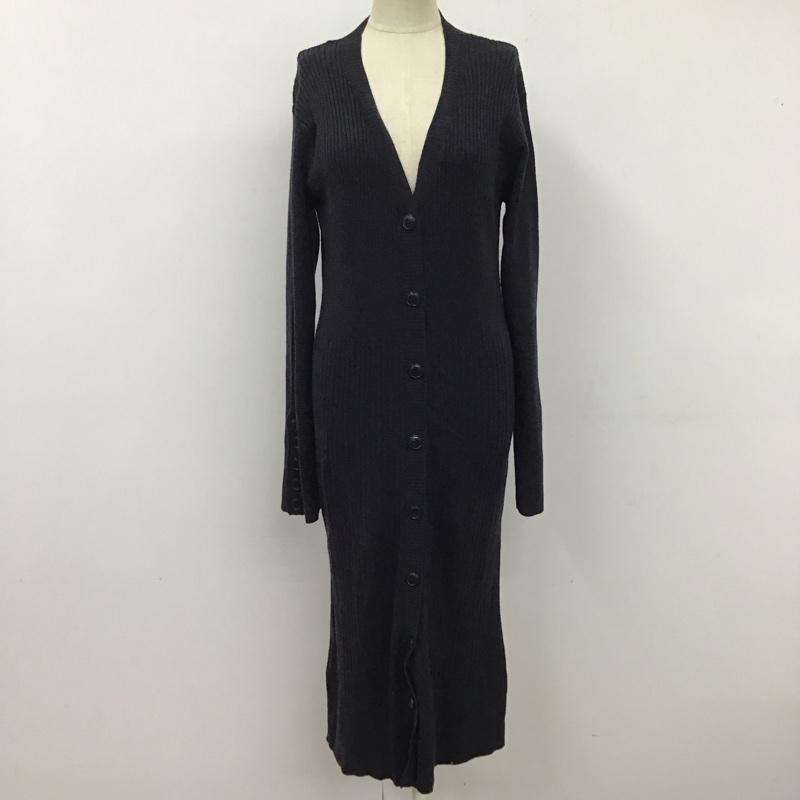 ザラ ZARA カーディガン 長袖 5507 106 407 Vネック ロング丈 M 無地 紺 / ネイビー /  レディース USED 古着 中古 10122489