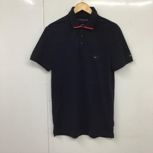 トミーヒルフィガー TOMMY HILFIGER ポロシャツ 半袖 半袖ポロシャツ 半袖カットソー カラーシャツ S ロゴ、文字 紺 / ネイビー /  メンズ USED 古着 中古 10130843