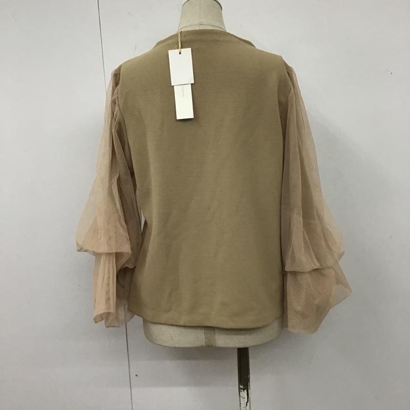 ミスティウーマン mysty woman カットソー 長袖 mw060166ts ハイネックチュールタック袖プルオーバー 長袖カットソー 袖レース FREE 無地 ベージュ / ベージュ /  レディース USED 古着 中古 10105638