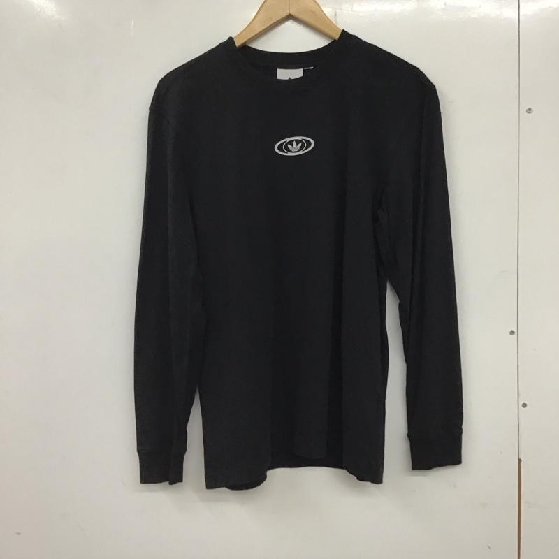 アディダス adidas カットソー 長袖 長袖カットソー プリントカットソー クルーネック ロゴ、文字 黒 / ブラック /  メンズ USED 古着 中古 10133710