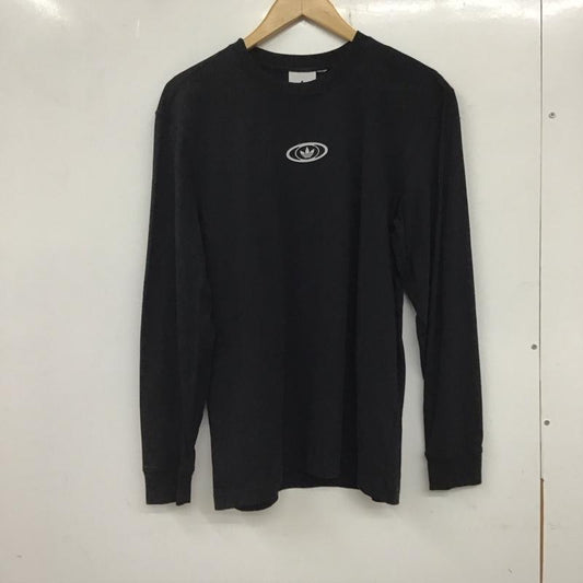 アディダス adidas カットソー 長袖 長袖カットソー プリントカットソー クルーネック ロゴ、文字 黒 / ブラック /  メンズ USED 古着 中古 10133710