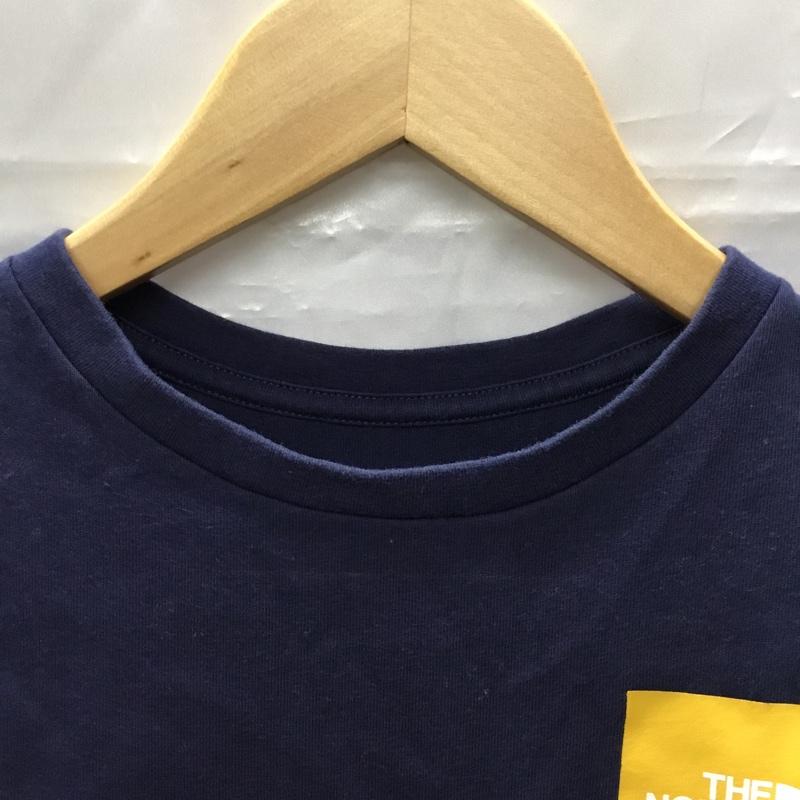 ザノースフェイス THE NORTH FACE Tシャツ 長袖 NTJ82021 ロングスリーブスモールスクエアロゴティー キッズ 130 130cm ロゴ、文字 紺 / ネイビー / X 橙 / オレンジ /  ボーイズ USED 古着 中古 10107442