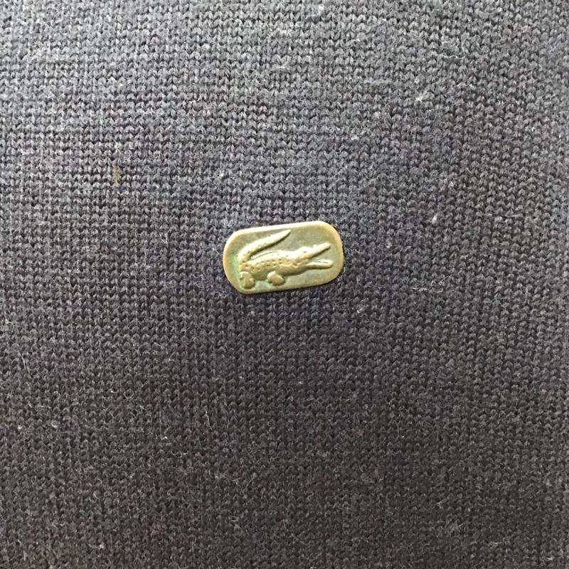 ラコステ LACOSTE ニット、セーター 長袖 長袖ニットカットソー ニット セーター タートルネックニット L ロゴ、文字 紺 / ネイビー /  メンズ USED 古着 中古 10118543