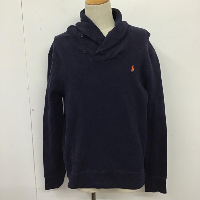 ポロバイラルフローレン Polo by RALPH LAUREN カットソー 長袖 長袖トレーナー スウェット Vネック L ロゴ、文字 紺 / ネイビー /  メンズ USED 古着 中古 10124950