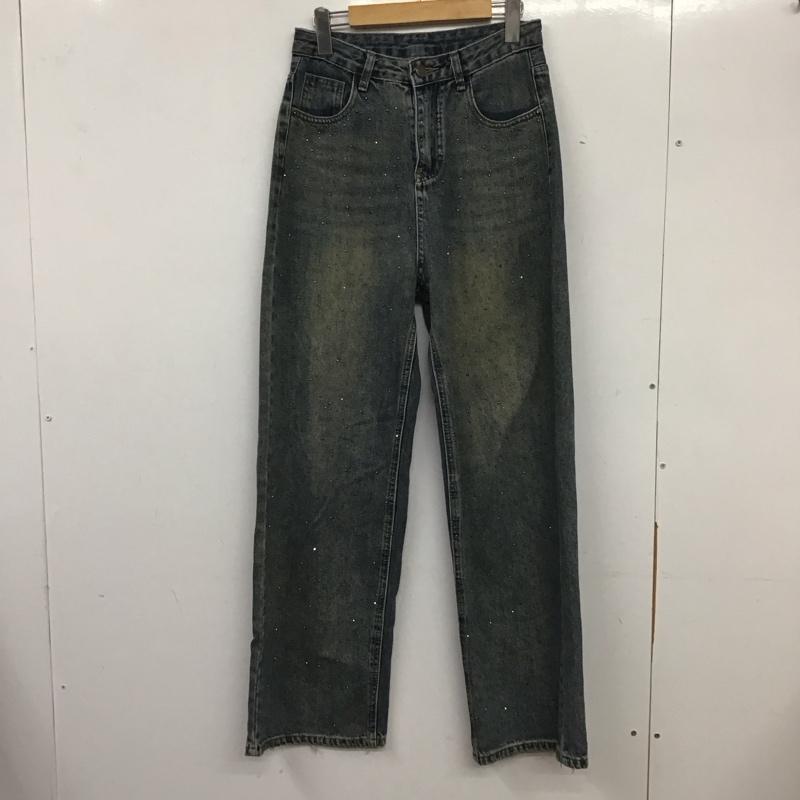 シャギー SHAGGIE パンツ デニム、ジーンズ SGTIG1223002 オーロララインストーン付きヴィンテージルーズデニムパンツ S 無地 青 / ブルー /  レディース USED 古着 中古 10138931