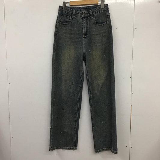 シャギー SHAGGIE パンツ デニム、ジーンズ SGTIG1223002 オーロララインストーン付きヴィンテージルーズデニムパンツ S 無地 青 / ブルー /  レディース USED 古着 中古 10138931