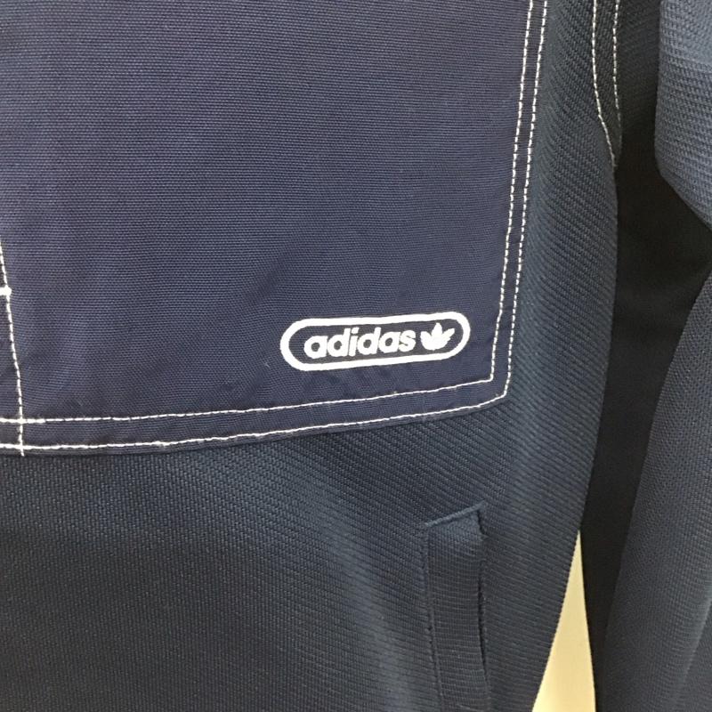 アディダス adidas ジャケット、上着 ジャケット、ブレザー ジップアップジャケット ジャンパー ジャケット カジュアルジャケット アウター ロゴ、文字 紺 / ネイビー /  メンズ USED 古着 中古 10123618