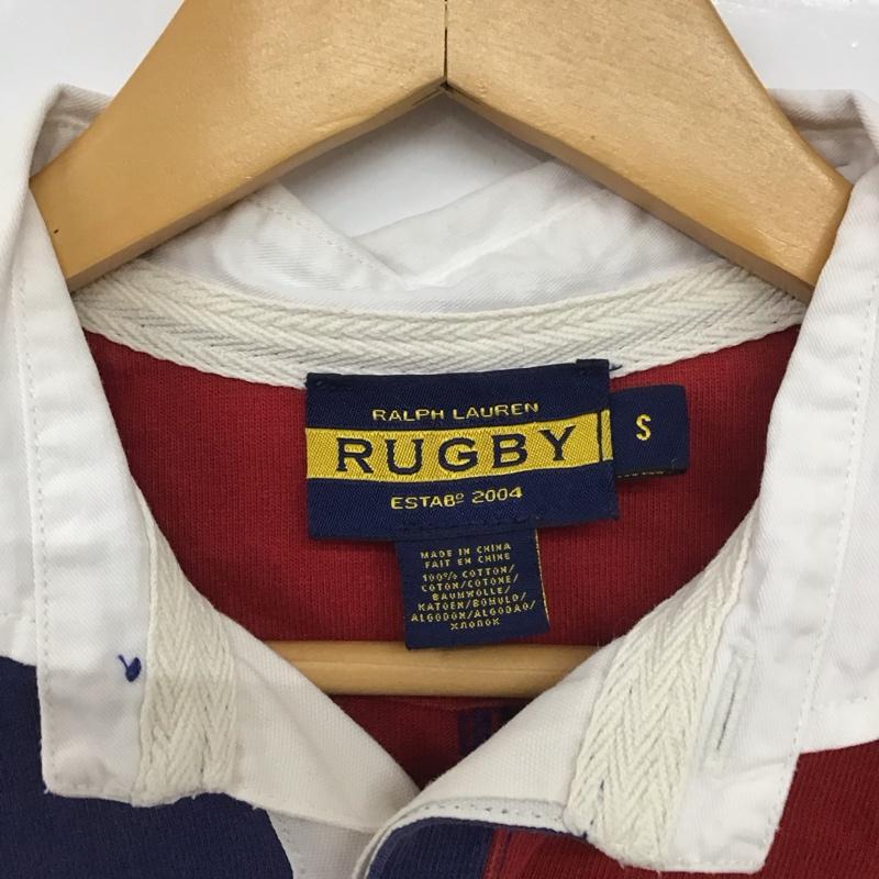 ラルフローレン ラグビー RALPH LAUREN RUGBY ポロシャツ 長袖 長袖ポロシャツ 長袖カットソー カラーシャツ S ロゴ、文字 赤 / レッド / X 紺 / ネイビー /  レディース USED 古着 中古 10132947