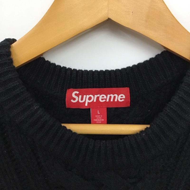 シュプリーム Supreme ニット、セーター 長袖 23aw Applique Cable Knit Sweater ケーブル ニット L 無地 黒 / ブラック /  メンズ USED 古着 中古 10137020