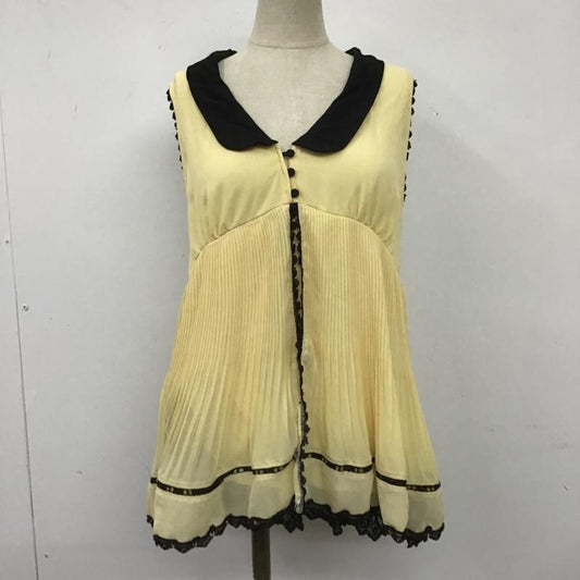 アクシーズファム axes femme カットソー 半袖 ノースリーブカットソー フレアカットソー カラーシャツノースリーブカットソー 前開き M 無地 ベージュ / ベージュ / X 黒 / ブラック /  レディース USED 古着 中古 10105845