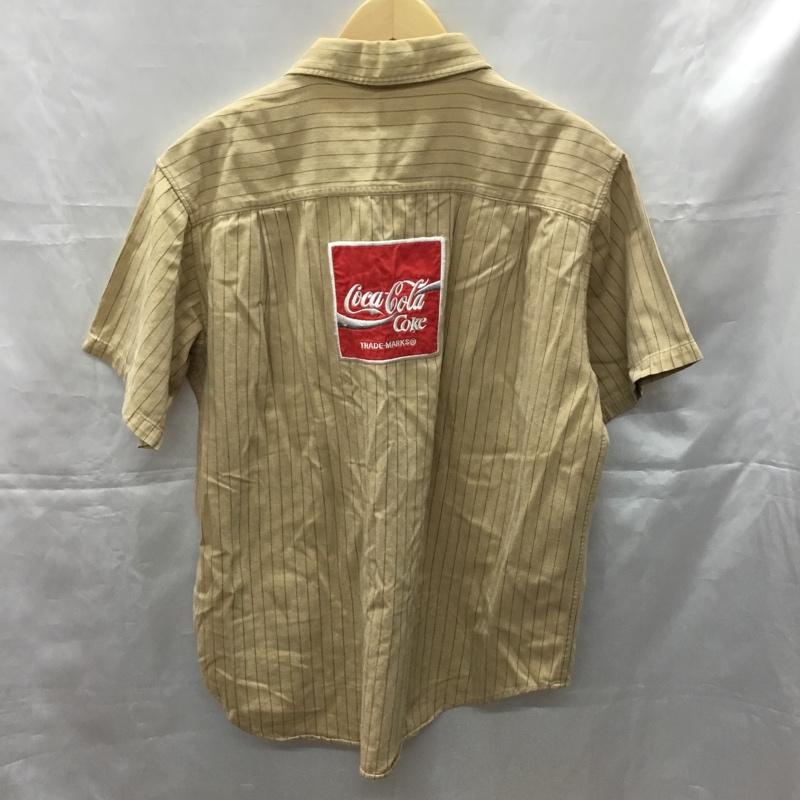 コカコーラ Coca Cola シャツ、ブラウス 半袖 M ストライプ ベージュ / ベージュ /  メンズ USED 古着 中古 10109717