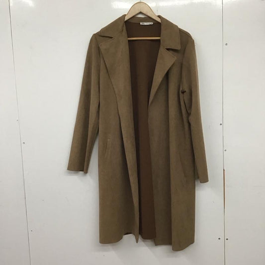 ザラ ZARA コート コート一般 5070 153 707 フェイクスエードツイルコート﻿ ロングジャケット L 無地 茶 / ブラウン /  レディース USED 古着 中古 10138657