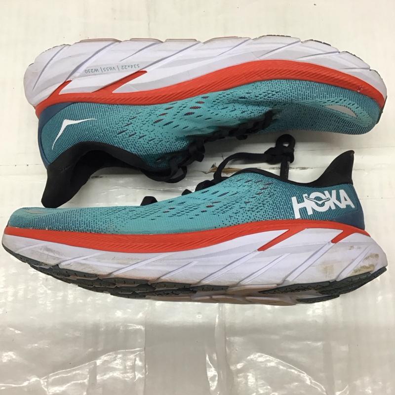 ホカオネオネ HOKA ONEONE スニーカー スニーカー 1121374 CLIFTON 8 WIDE クリフトン8 ワイド 26cm 26.0cm ロゴ、文字 黒 / ブラック / X 青 / ブルー / X 白 / ホワイト / X 赤 / レッド /  メンズ USED 古着 中古 10121627