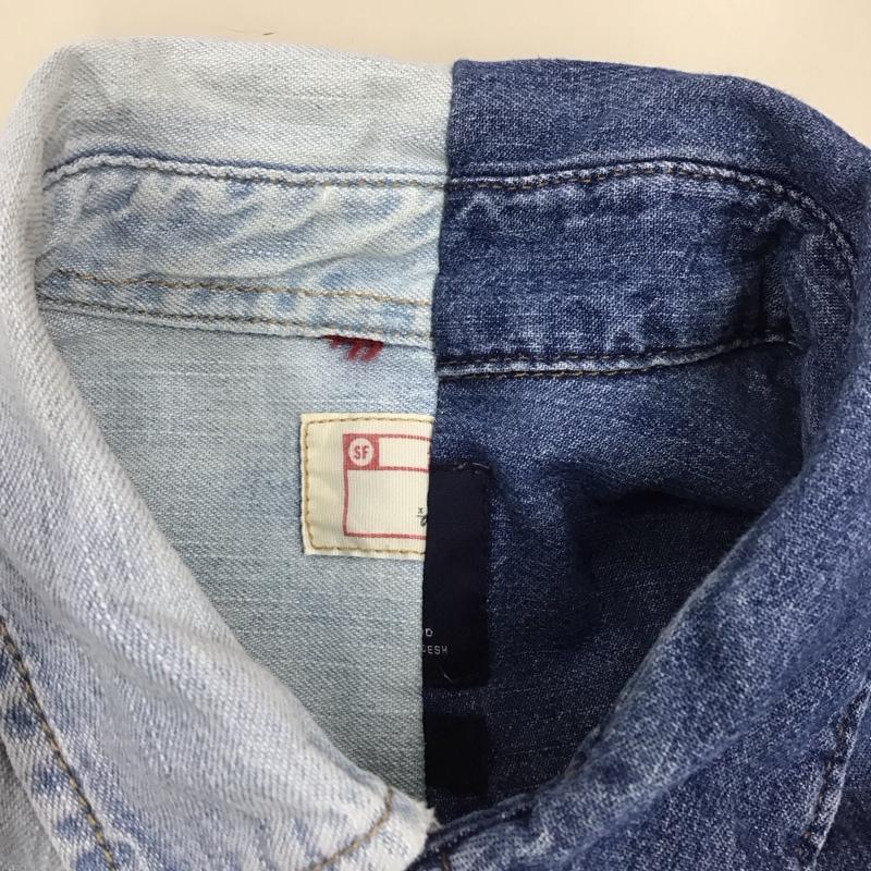 古着 USED シャツ、ブラウス 長袖 長袖シャツ カラーシャツ ポケットシャツ 長袖カットソー デニムシャツ L 無地 インディゴ / インディゴ /  メンズ USED 古着 中古 10117455