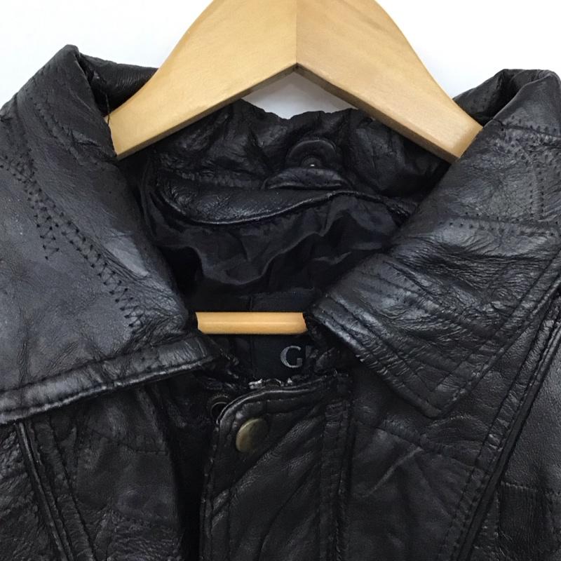 古着 USED ジャケット、上着 ジャケット、ブレザー レザージャケット ジップアップジャケット アウター XXL 無地 黒 / ブラック /  メンズ USED 古着 中古 10132078