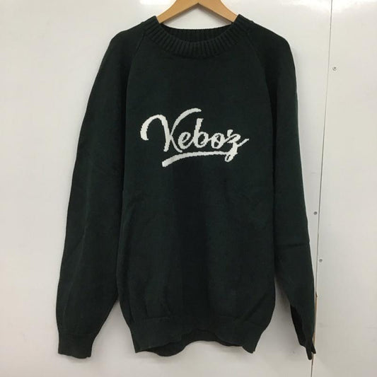 ケボズ KEBOZ ニット、セーター 長袖 長袖ニットカットソー クルーネック セーター XL ロゴ、文字 緑 / グリーン /  メンズ USED 古着 中古 10147806