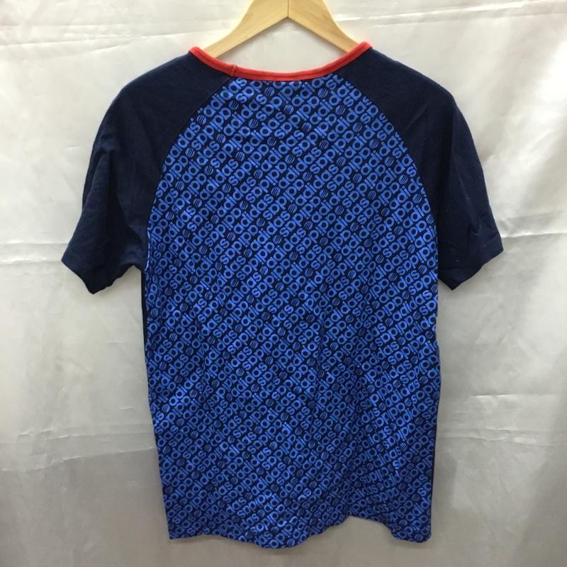 アディダス adidas Tシャツ 半袖 M ロゴ、文字 紺 / ネイビー /  メンズ USED 古着 中古 10110688