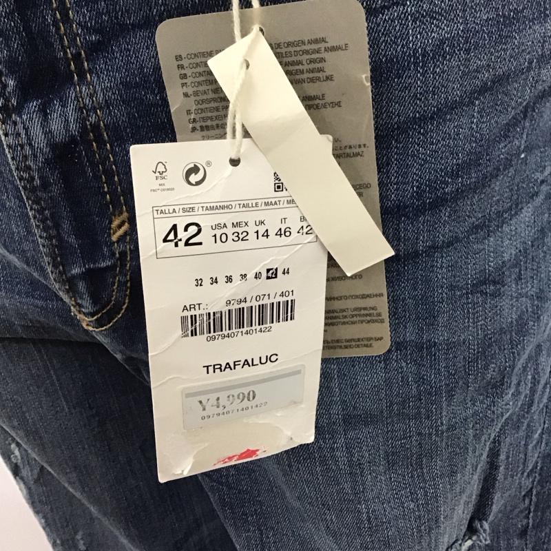 ザラ ZARA パンツ デニム、ジーンズ デニムパンツ スリムパンツ ストレッチパンツ ジーンズ 42インチ 無地 インディゴ / インディゴ /  レディース USED 古着 中古 10120409