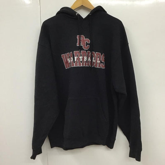 ラッセルアスレティック Russell Athletic パーカー 長袖 ロゴ、文字 X プリント 黒 / ブラック /  メンズ USED 古着 中古 10130154