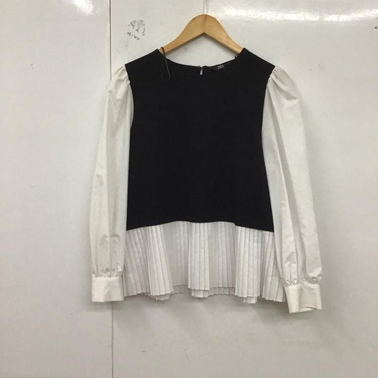 ザラ ZARA カットソー 長袖 S 無地 白 / ホワイト / X 黒 / ブラック /  レディース USED 古着 中古 10129280